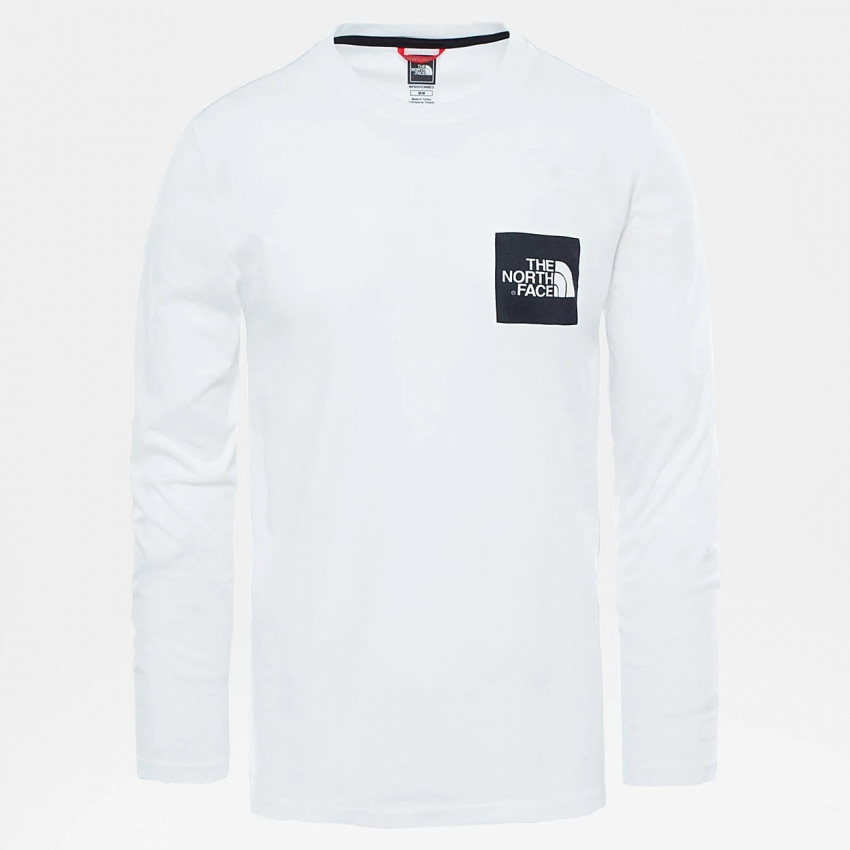 T-shirt homme manches longues blanc The North Face, logo poitrine noir référence NF0A37FT FN4