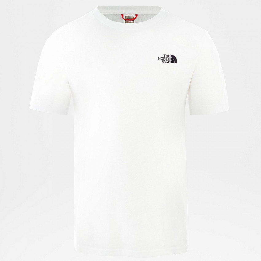T-shirt homme The North Face blanc logo redbox graphic bleu & noir dans le dos, référence NF0A4M6O LA9