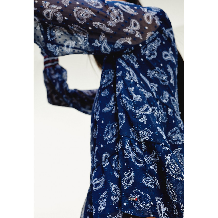 Blouse femme Bleu Marine Tommy Jeans motif cashmere DW0DW07936 chez Cloane à Vannes