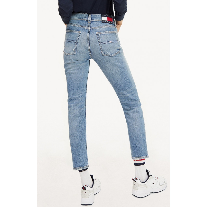 Jeans femme taille haute TOMMY JEANS modèle Izzi Ankle déchiré référence DW0DW07681 1A5