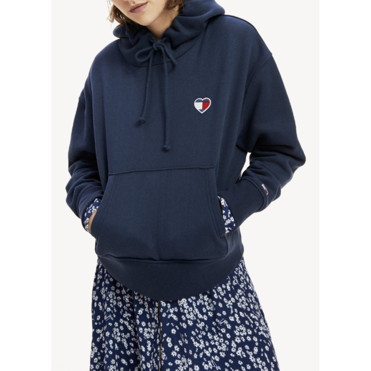 Sweat Capuche Tommy Jeans Bleu Marine Pour Femme Ref Dw0dw