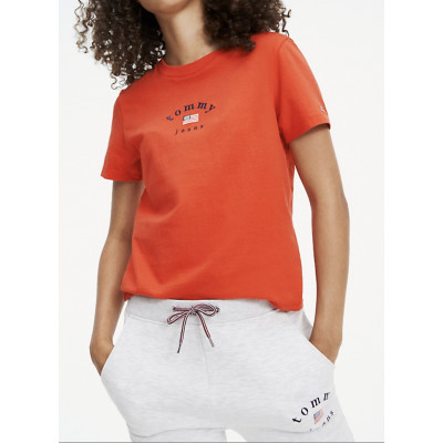 T-shirt femme TOMMY JEANS rouge logo america référence DW0DW07164 chez Cloane