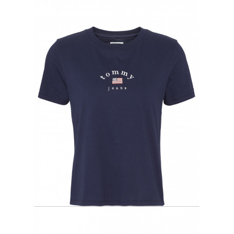 Tee-shirt femme Tommy Jeans bleu marine logo drapeau usa référence DW0DW07164 chez Cloane à Vannes