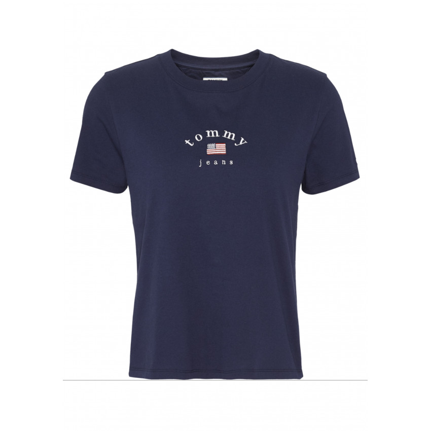 Tee-shirt femme Tommy Jeans bleu marine logo drapeau usa référence DW0DW07164 chez Cloane à Vannes