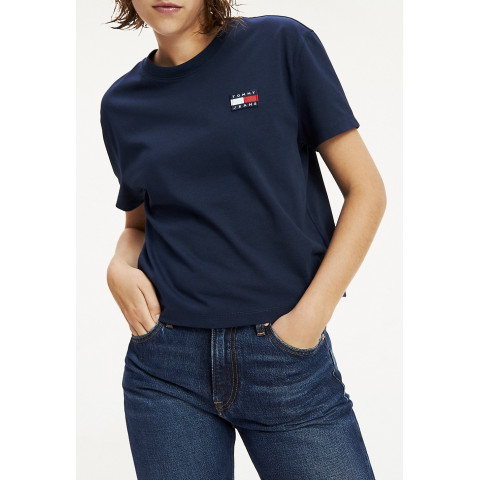 T-shirt femme Tommy Jeans bleu marine logo badge référence DW0DW07534, cloane à Vannes