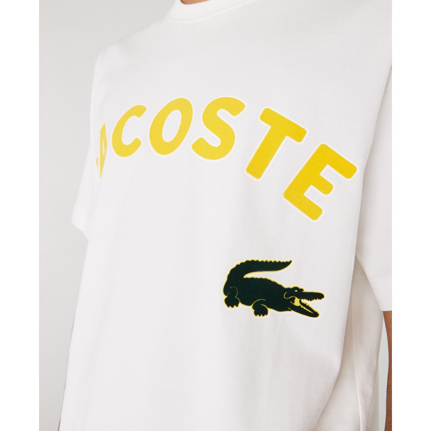 T-shirt lacoste live blanc logo jaune E-boutique Cloane à Vannes