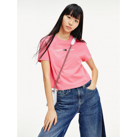 T-shirt Tommy Jeans Femme Rose Modern linear, boutique cloane à Vannes