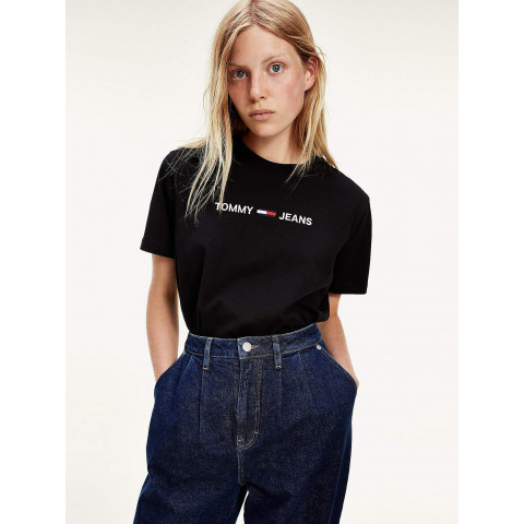 T-shirt femme Tommy Jeans bleu marine modern linear, magasins cloane à Vannes