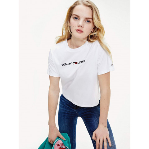 T-shirt Tommy Jeans Femme Blanc Modern Linear, disponible en boutique à Vannes