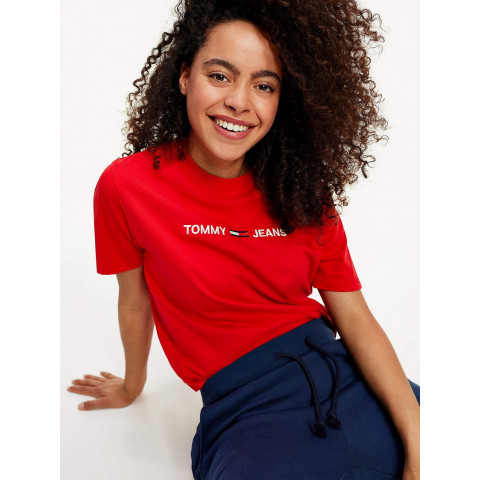 T-shirt Tommy Jeans Femme Rouge Modern Linear, disponible en boutique Cloane à Vannes