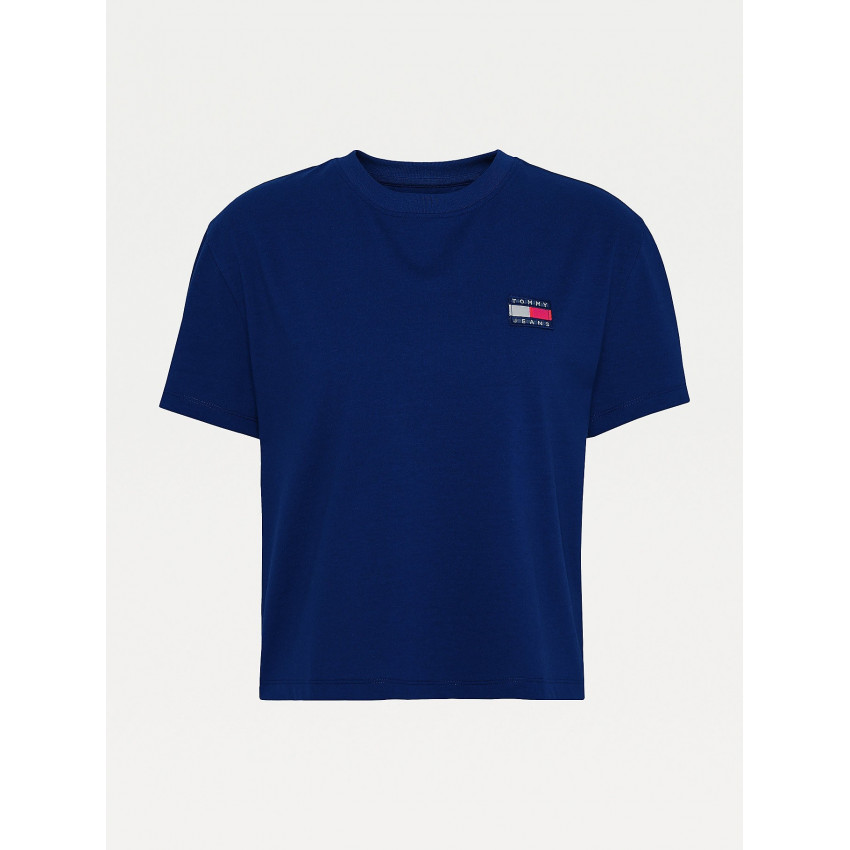 T-shirt Femme Tommy Hilfiger Badge Logo Bleu Marine, disponible en magasins Cloane à Vannes