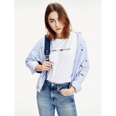 T-shirt Femme Tommy Jeans Americana Logo Blanc, E-shop Cloane, magasins de marques à Vannes