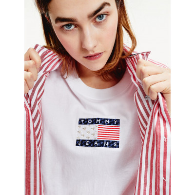 T-shirt Femme Tommy Hilfiger Star Americana Blanc, e-shop Cloane, magasins de vetements à Vannes