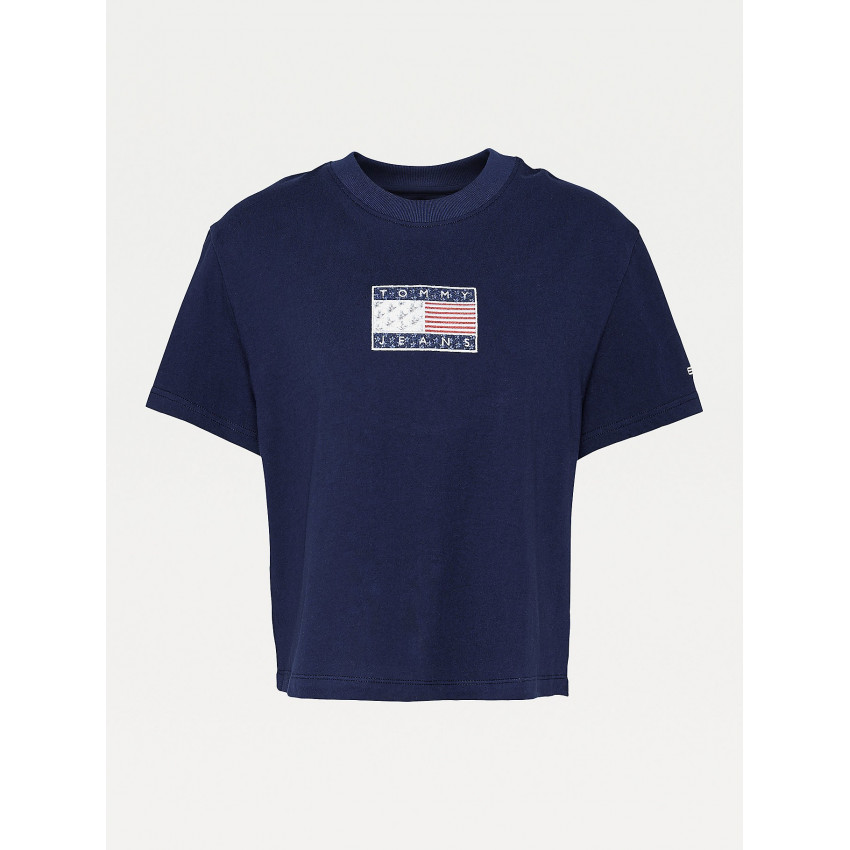 T-shirt Femme Tommy Hilfiger Star Americana Bleu Marine, e-shop Colane, magasins à Vannes