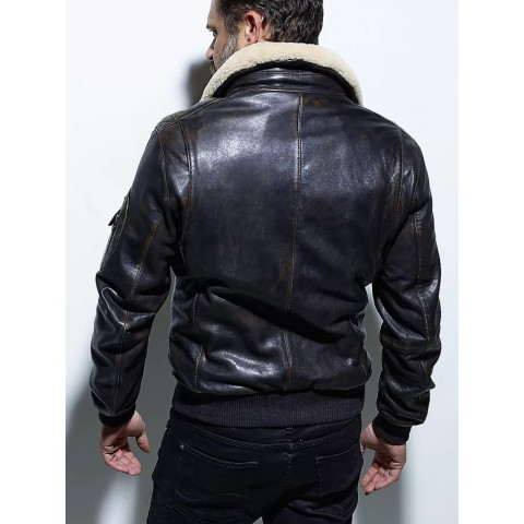 Blouson en cuir homme DAYTONA marrond foncé façon bomber référence Tom4 Lamb ermis, E-shop CLOANE